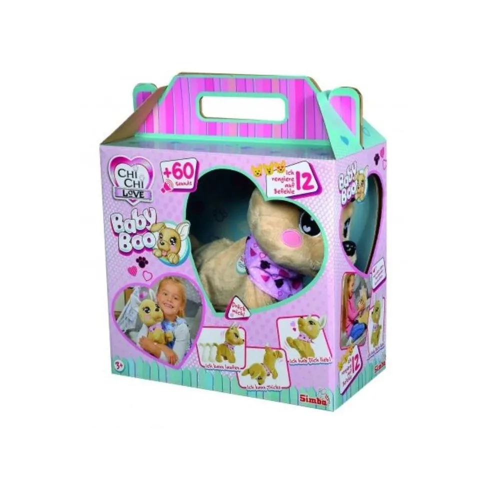 interaktywny piesek Chi Chi Love Baby Boo w ozdobnej apaszce, widok całości