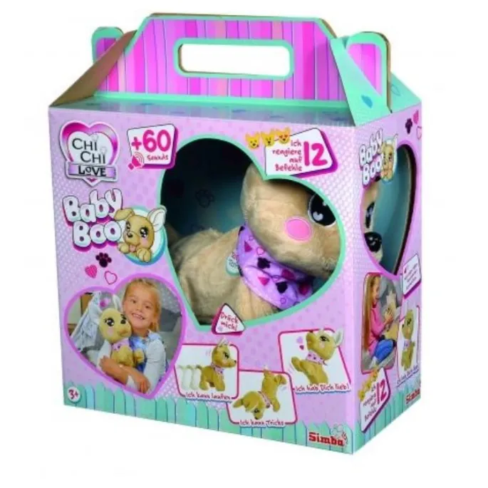 interaktywny piesek Chi Chi Love Baby Boo w ozdobnej apaszce, widok całości