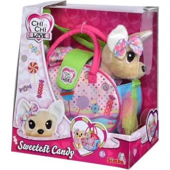 Pluszowy piesek Chi Chi Love z torebką w kształcie cukierka, widok zestawu