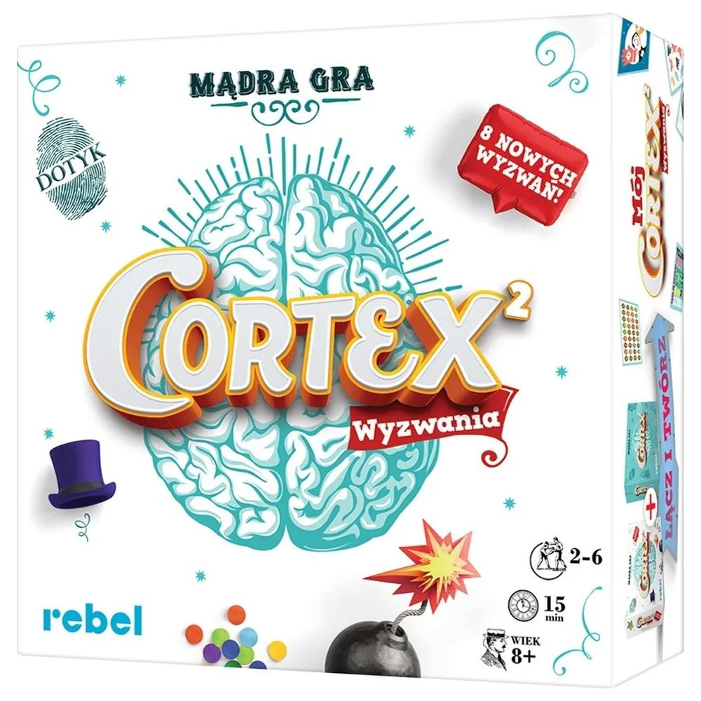 Cortex 2 REBEL z kolorowymi elementami i kartami testów na tle stołu