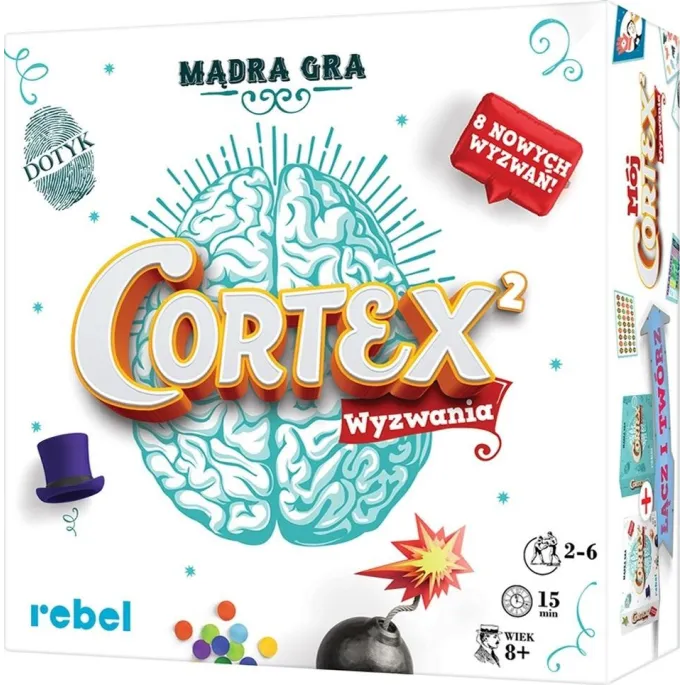 Cortex 2 REBEL z kolorowymi elementami i kartami testów na tle stołu