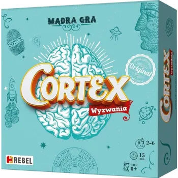 Cortex REBEL, pudełko gry z widoczną grafiką mózgu i kartami wyzwań