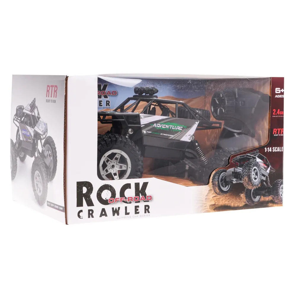 Zielony samochód terenowy Crawler 1:14 Rock SHAKE R/C na białym tle