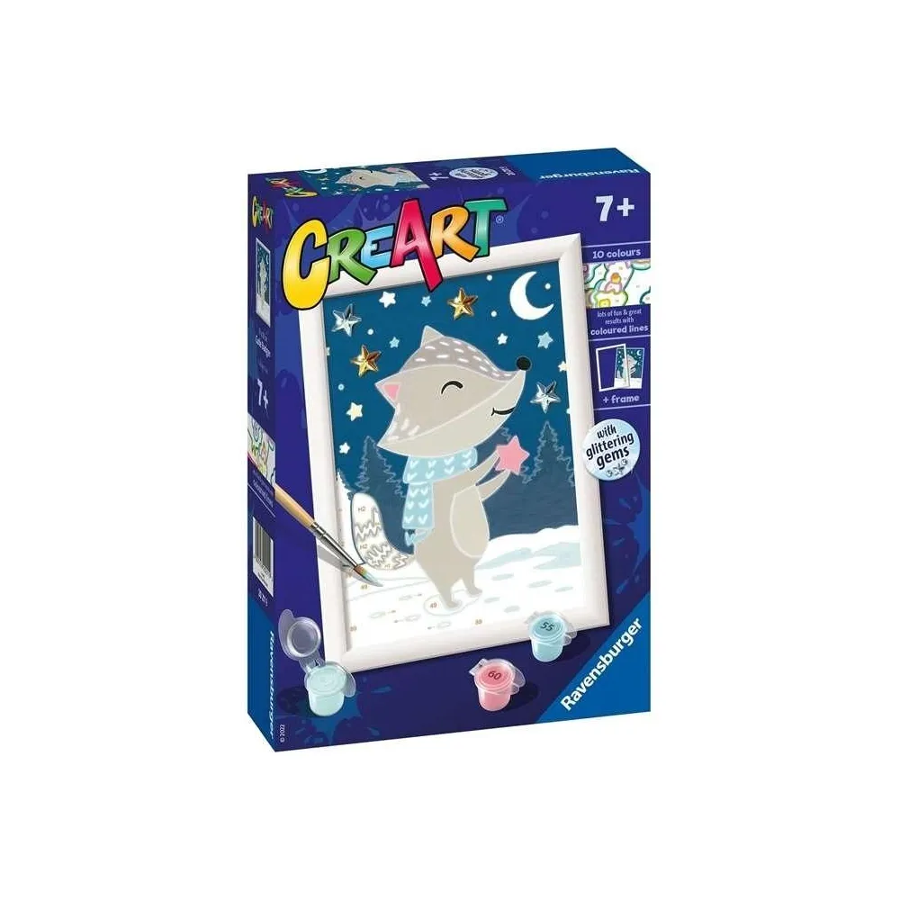 Zestaw CreArt z motywem borsuka na tle nocnego nieba do malowania po numerach