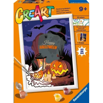 zestaw CreArt Halloweenowy nastrój z kartonikiem do malowania i farbami