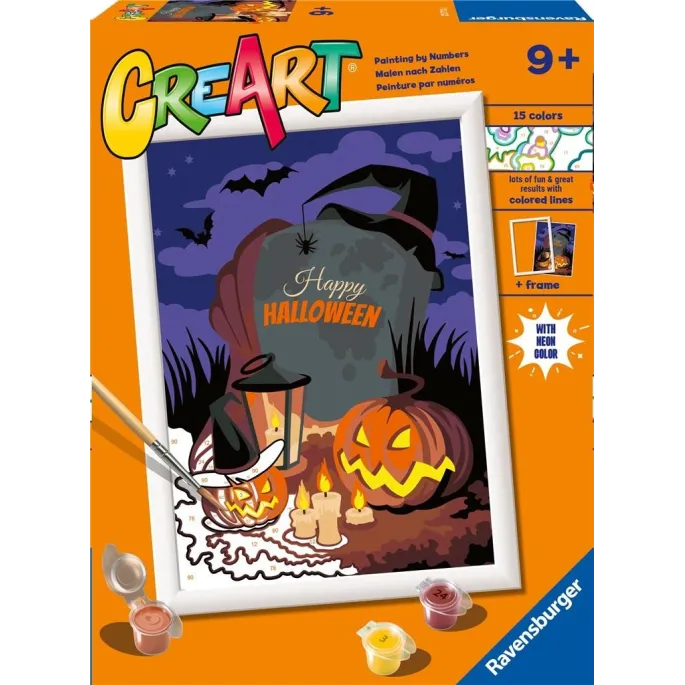 zestaw CreArt Halloweenowy nastrój z kartonikiem do malowania i farbami