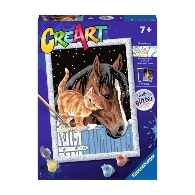 zestaw CreArt Koń i kotek z kartonikiem do malowania i farbkami