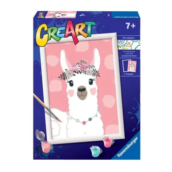 Kolorowy zestaw CreArt dla dzieci z motywem lamy w komplecie z ramką