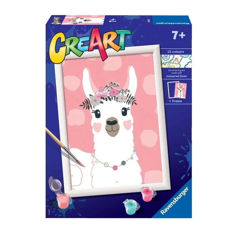 Kolorowy zestaw CreArt dla dzieci z motywem lamy w komplecie z ramką