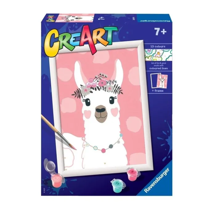 Kolorowy zestaw CreArt dla dzieci z motywem lamy w komplecie z ramką