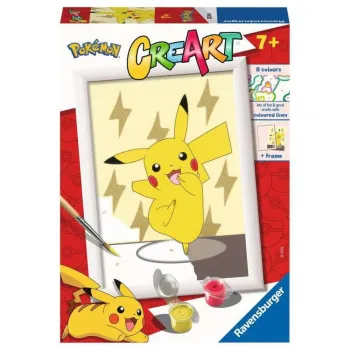Zestaw CreArt dla dzieci Pokemon z kartonikiem, farbami i pędzlem