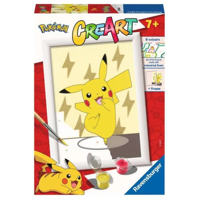 Zestaw CreArt dla dzieci Pokemon z kartonikiem, farbami i pędzlem