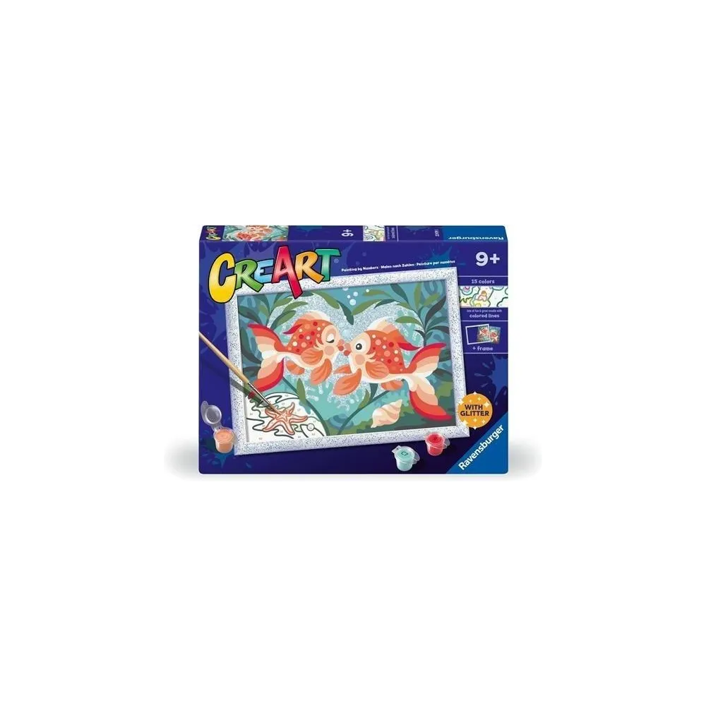 malowanie po numerach dla dzieci z motywem rybek i brokatowym wykończeniem