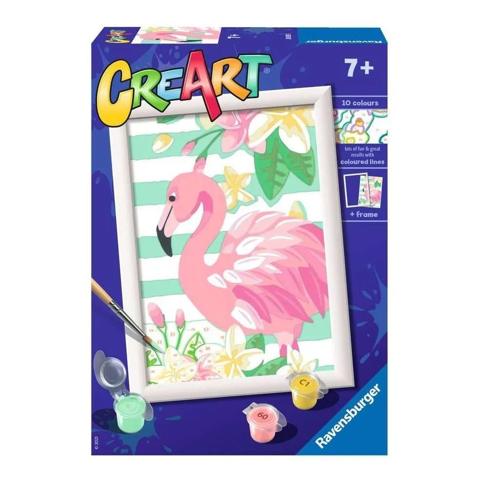 Zestaw malowania po numerach CreArt dla dzieci z motywem różowego flaminga