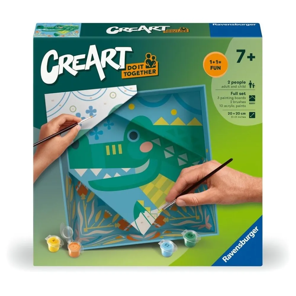 CreArt Do it together: Krokodyl – zestaw do malowania po numerach z motywem krokodyla