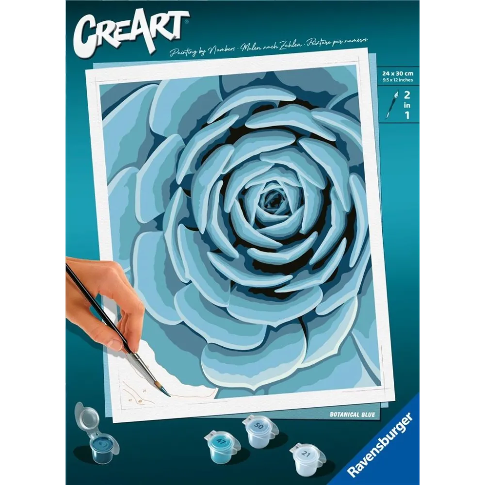 zestaw do malowania po numerach CreArt Botanical Blue z motywem roślinnym