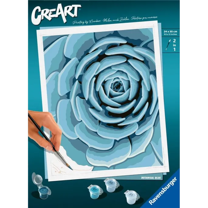 zestaw do malowania po numerach CreArt Botanical Blue z motywem roślinnym