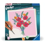 Obraz Bukiet Maków w trakcie malowania po numerach na panelu malarskim