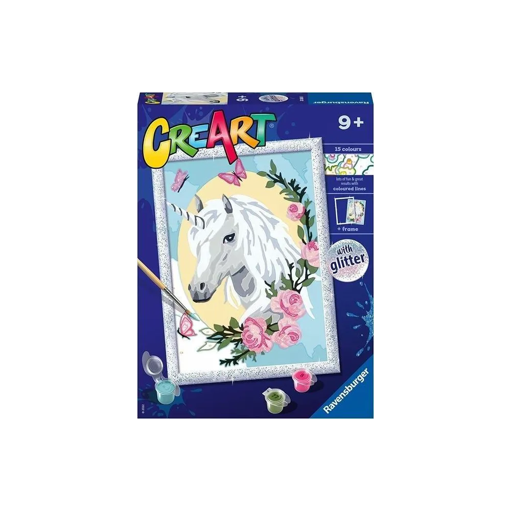 Zestaw do malowania po numerach CreArt z motywem jednorożca na kartoniku