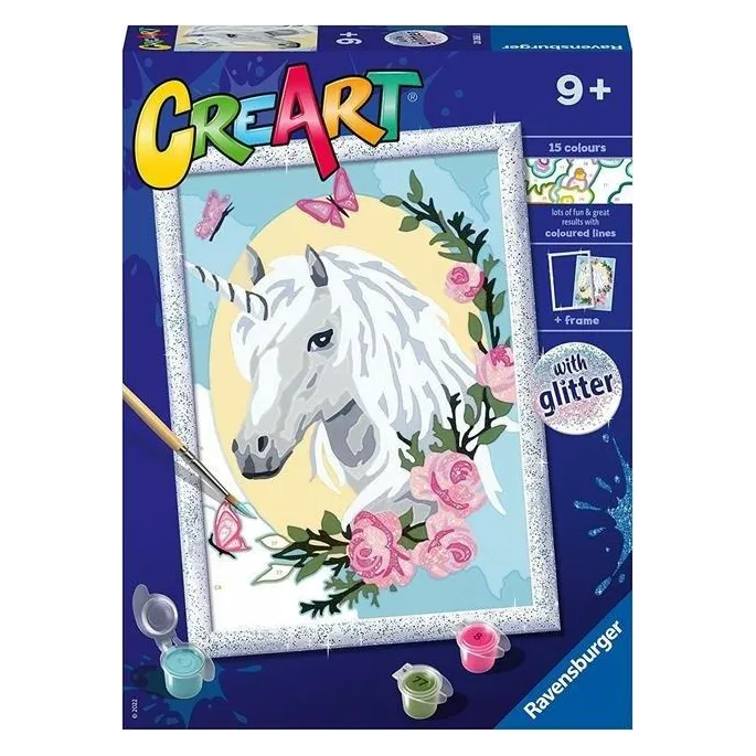 Zestaw do malowania po numerach CreArt z motywem jednorożca na kartoniku