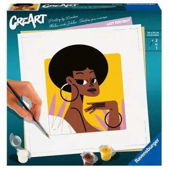 Zestaw CreArt Portret z akcesoriami do malowania po numerach na białym tle