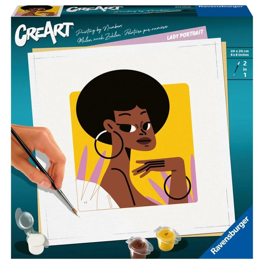 Zestaw CreArt Portret z akcesoriami do malowania po numerach na białym tle