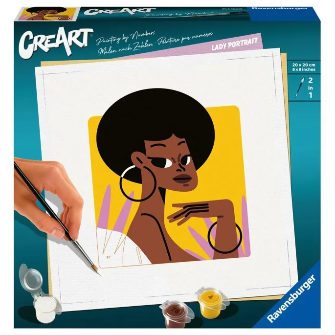 Zestaw CreArt Portret z akcesoriami do malowania po numerach na białym tle