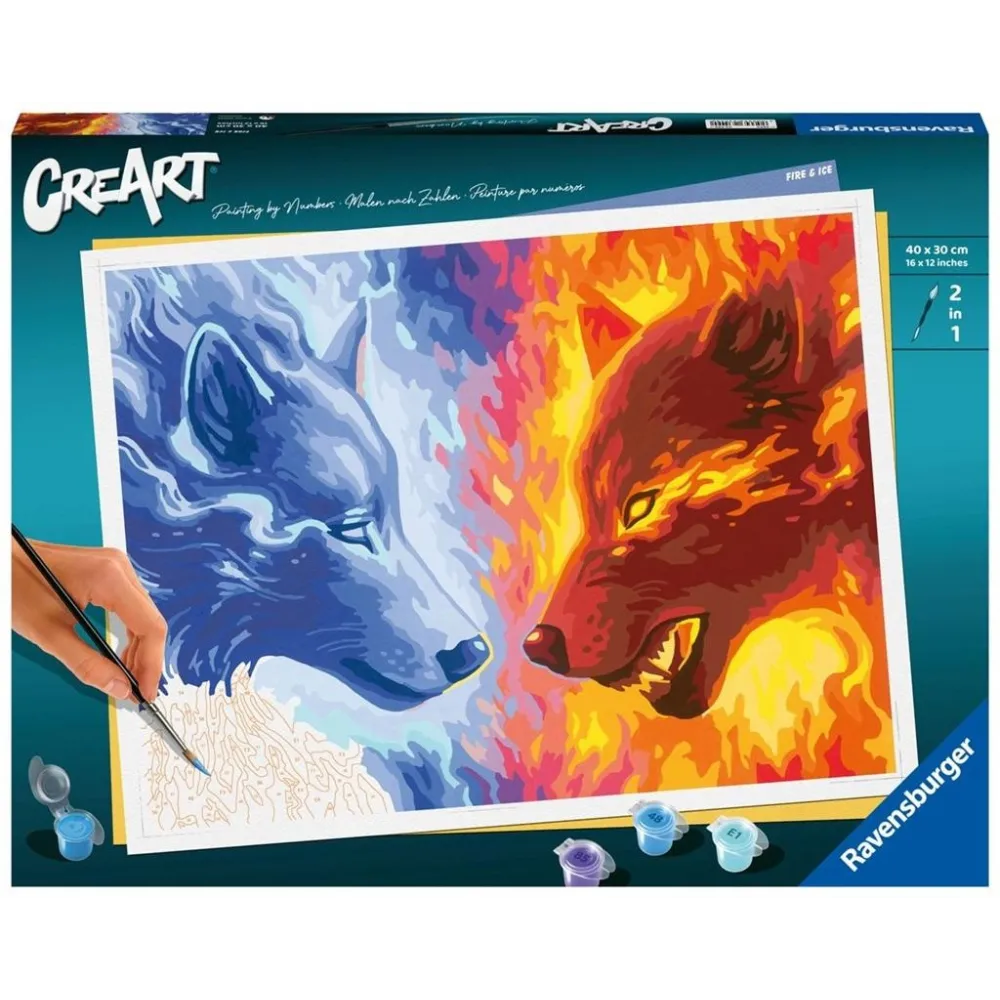 Zestaw CreArt: Wilki z akcesoriami do malowania po numerach na tle motywu przyrody