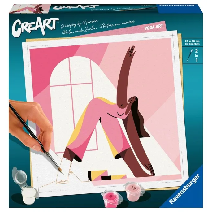 zestaw do malowania po numerach CreArt Yoga z widocznymi akcesoriami