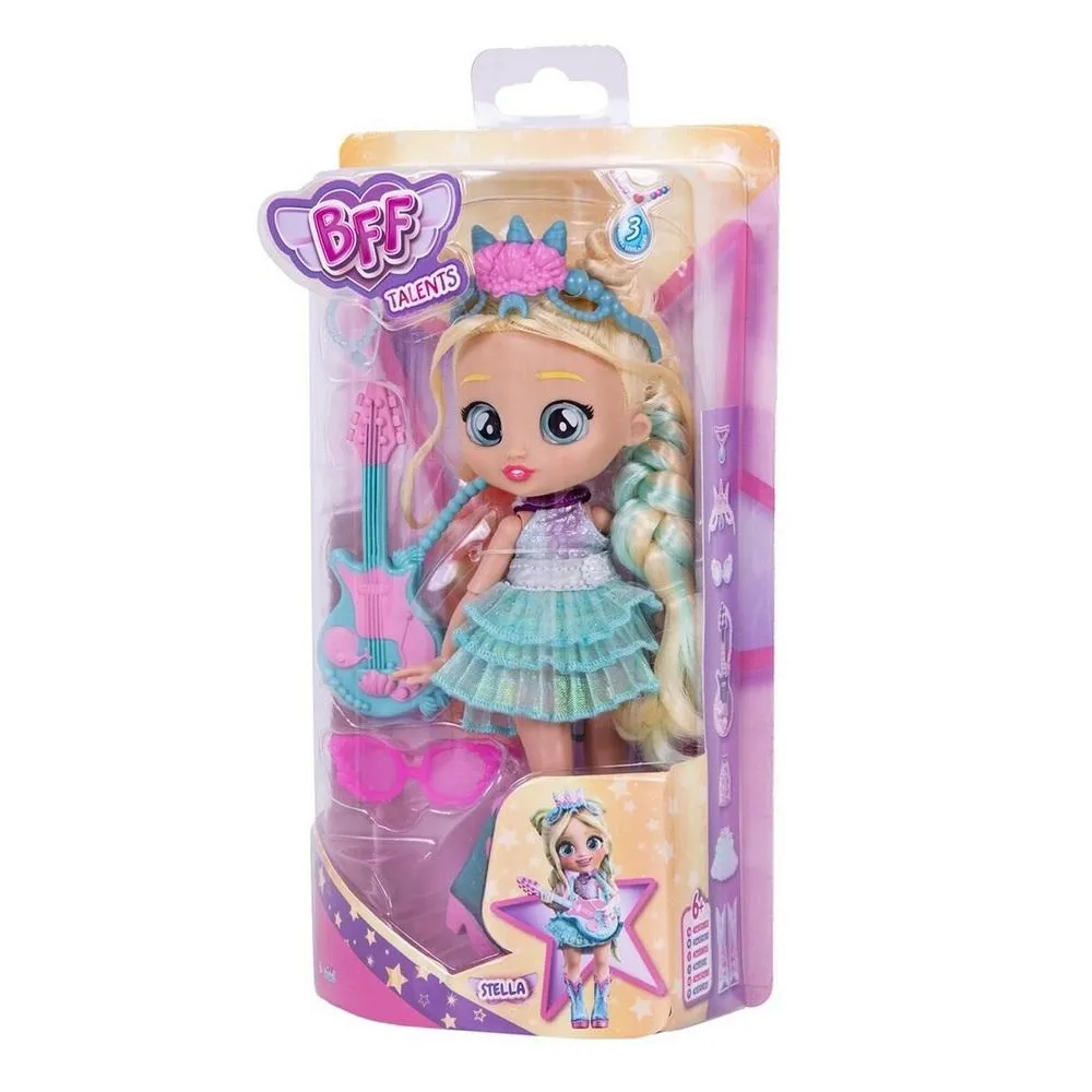Lalka Cry Babies BFF Gitarzystka Stella w modnym stroju z długimi włosami