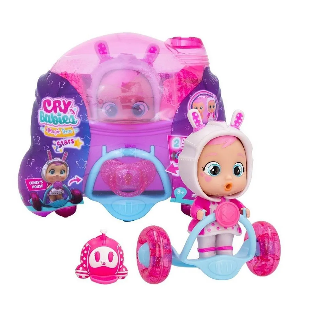 Cry Babies Magic Tears Coney z domkiem i akcesoriami na białym tle