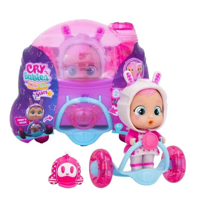 Cry Babies Magic Tears Coney z domkiem i akcesoriami na białym tle