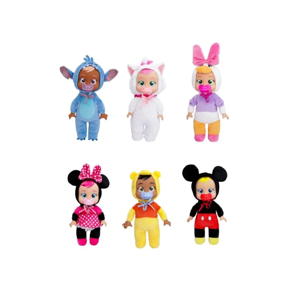 Miękka lalka Cry Babies Tiny Cuddles Disney mix z detalami inspirowanymi bajkami