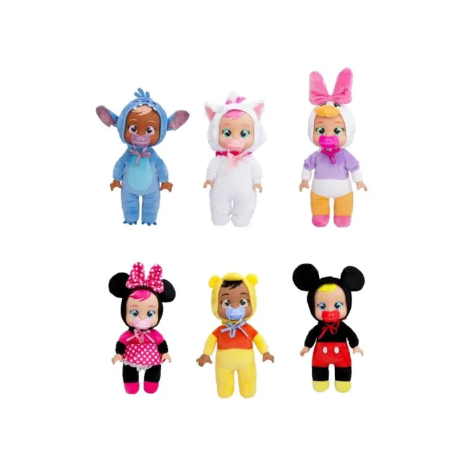 Miękka lalka Cry Babies Tiny Cuddles Disney mix z detalami inspirowanymi bajkami