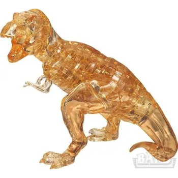 Przezroczysty model 3D dinozaura T-Rex złożony z kryształowych elementów