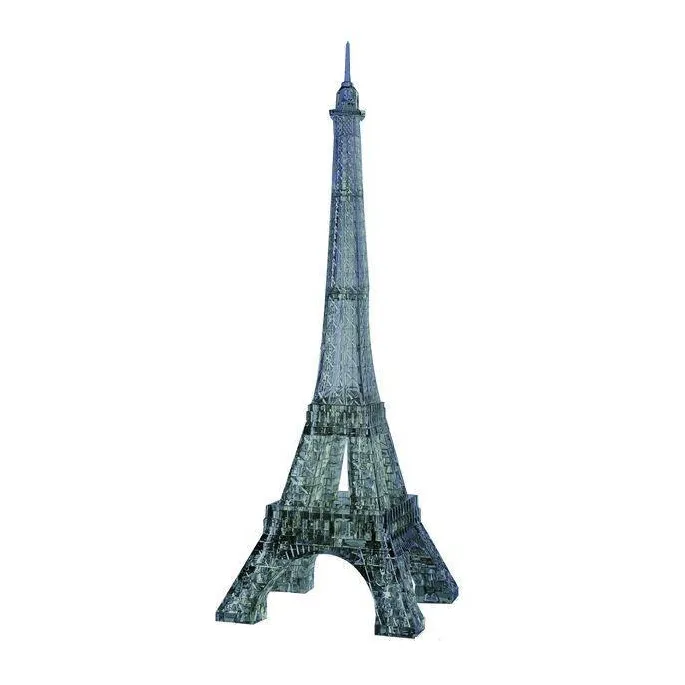 Trójwymiarowe puzzle przedstawiające przezroczysty model Wieży Eiffla