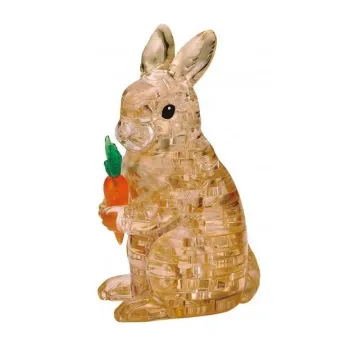 złożony crystal puzzle zając z przezroczystych elementów na białym tle