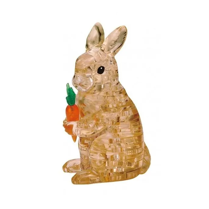 złożony crystal puzzle zając z przezroczystych elementów na białym tle