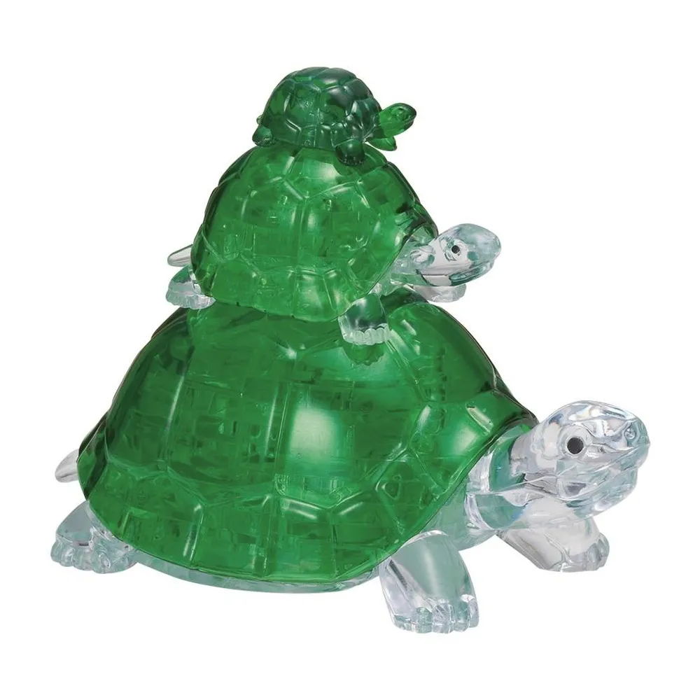 crystal puzzle żółwie złożone w przestrzenną piramidę z transparentnych elementów
