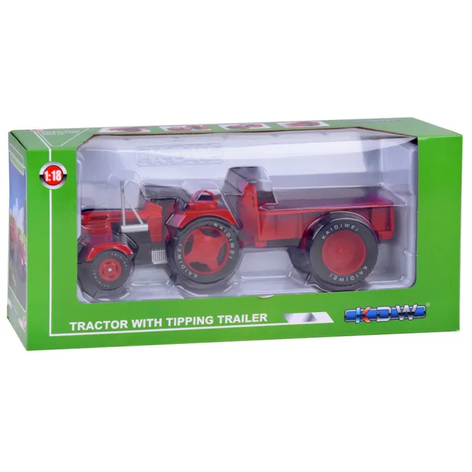 zbliżenie na metalowe części i wykończenie traktora z przyczepką