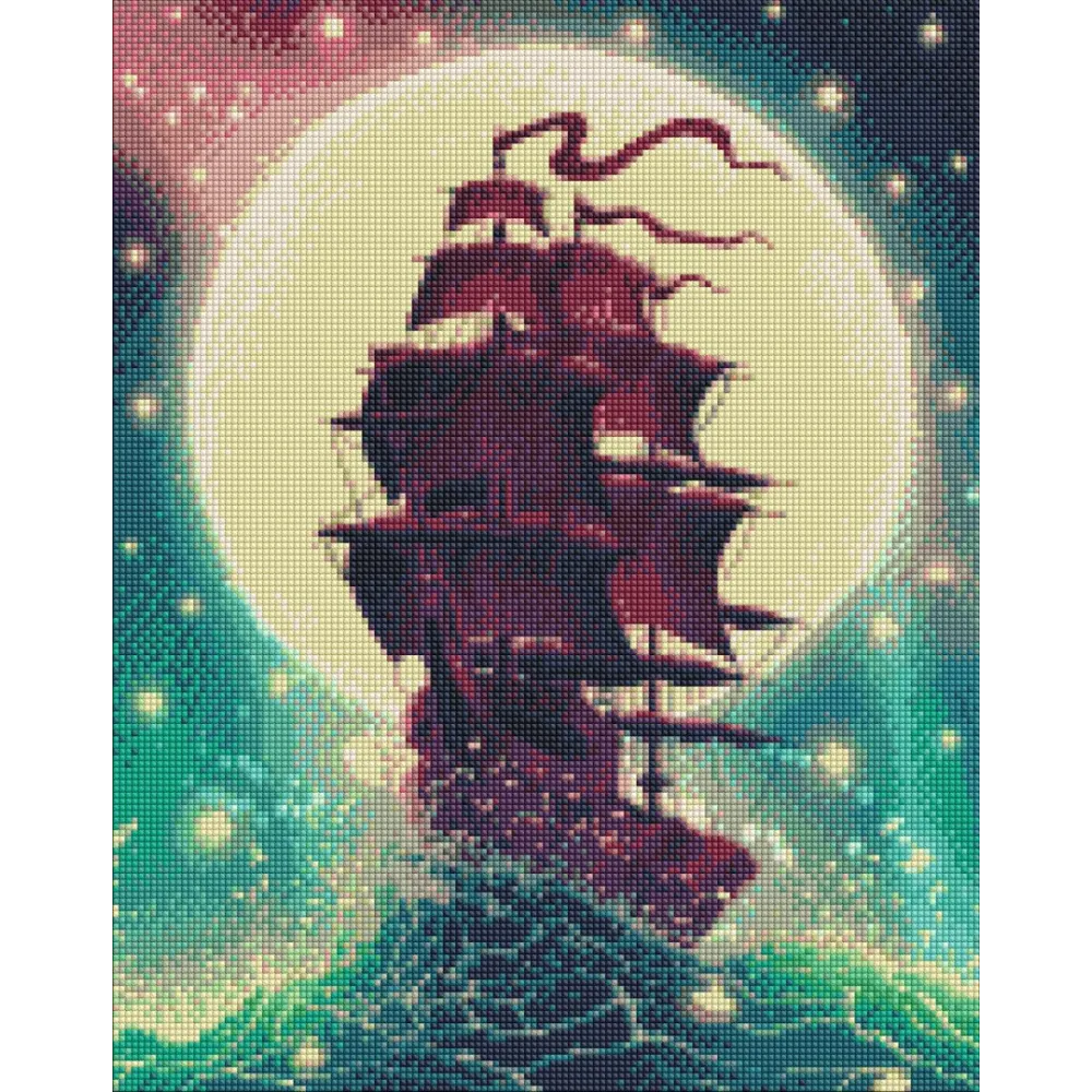 Zbliżenie na kolorowe cyrkonie i schemat płótna w zestawie mozaiki