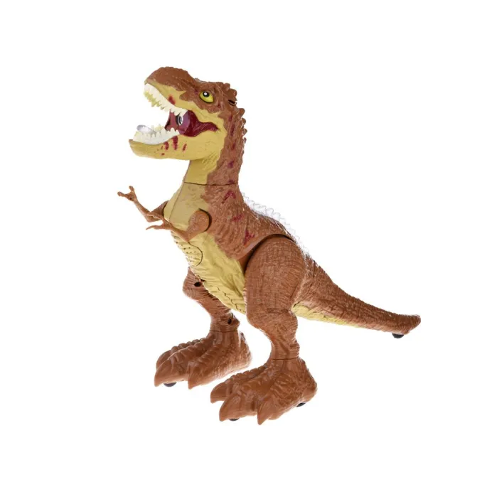 zbliżenie na realistyczną paszczę dinozaura z czerwonym podświetleniem