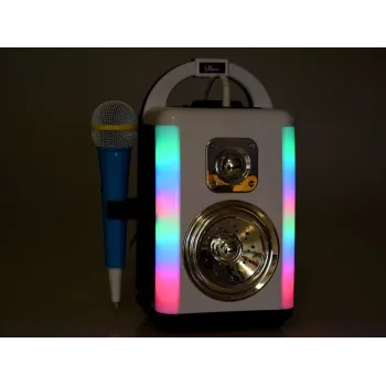 Przenośny głośnik z wygodnym uchwytem i mikrofonem na kablu