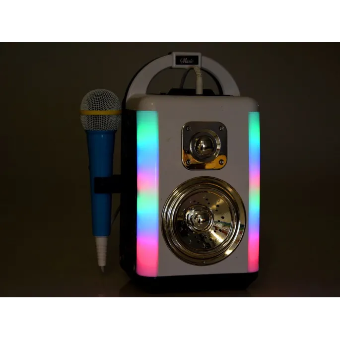 Przenośny głośnik z wygodnym uchwytem i mikrofonem na kablu