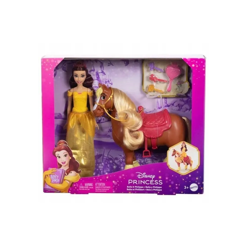 Zestaw Disney Lalka Księżniczka Bella i koń Phillippe w odświętnych strojach
