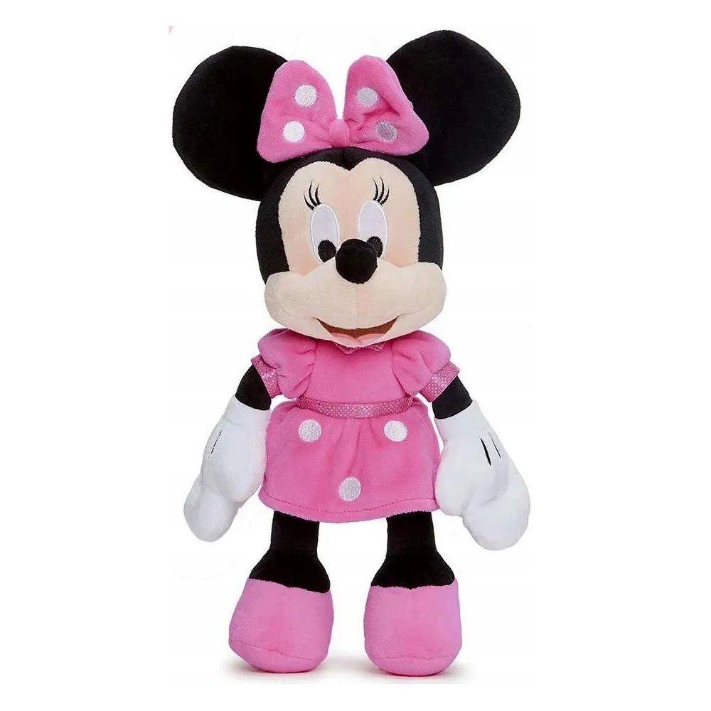 pluszowa maskotka minnie mouse w różowej sukience z kokardą, 35 cm