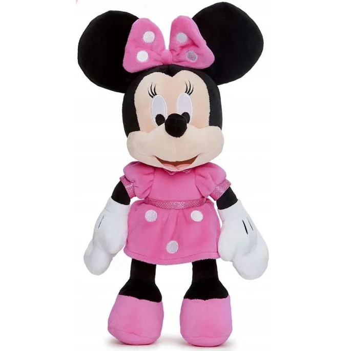 pluszowa maskotka minnie mouse w różowej sukience z kokardą, 35 cm