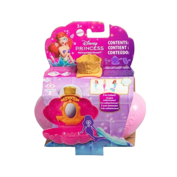 Figurka syrenki Disney Princess prezentowana w kolorowej muszelce