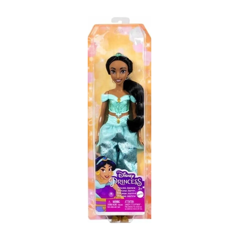 Lalka Dżasmina w błyszczącym stroju z bucikami i tiarą inspirowana filmem Aladyn