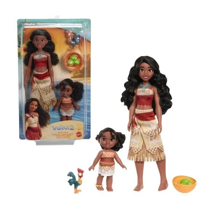 Disney Vaiana 2 i Simea 2-pak lalek z akcesoriami i kogutem Heihei